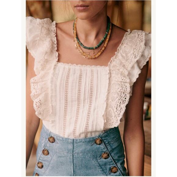 Sezane Tops - Sézane “Lexi” lace ruffle blouse